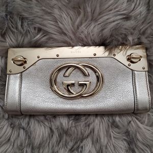 GUCCI Leather Starlight Interlocking GG Britt Clutch